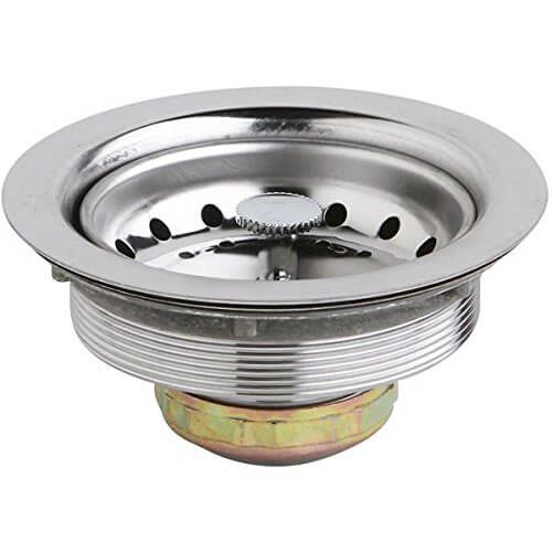 Main product image of Dayton 3-1/2" Stainless Steel Drain with Removable Basket Strainer and Rubber Stopper