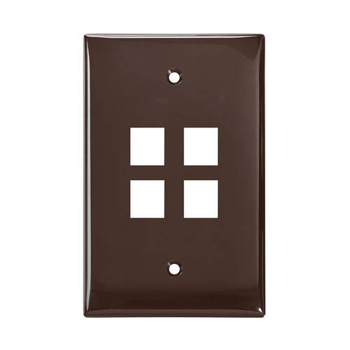 Main product image of Midsize Single-Gang Quickport, Wallplate, 4-port (Brown)