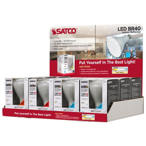 Main product image of Display Unit Containing 36 pieces - 11.5 Watt - LED BR40 - 3000K - Medium base (36 Pack)
