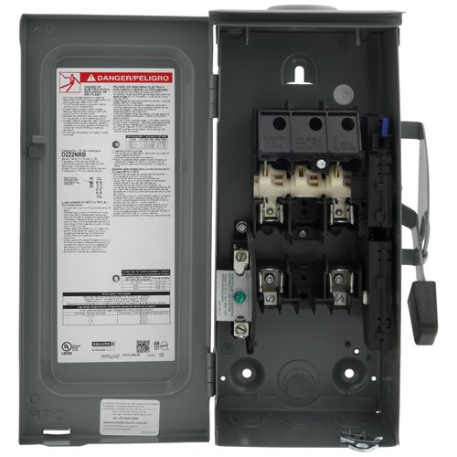 Main product image of 60A Fusible General Duty Safety Switch, 2 Pole, NEMA 3R Enclosure w/ Bolt on Hub Provision and Neutral (240VAC)