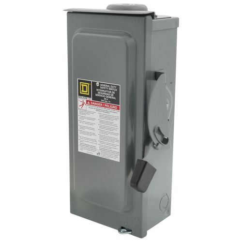 Main product image of 60A Fusible General Duty Safety Switch, 2 Pole, NEMA 3R Enclosure w/ Bolt on Hub Provision and Neutral (240VAC)