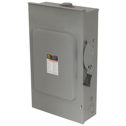 Main product image of 200A Fusible General Duty Safety Switch, 2 Pole, NEMA 3R Enclosure w/ Bolt on Hub Provision and Neutral (240VAC)
