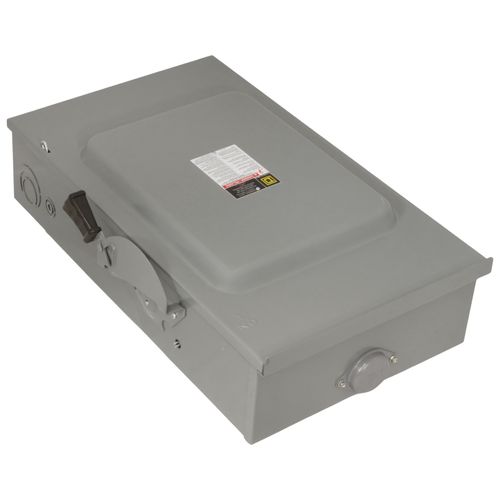 Main product image of 200A Fusible General Duty Safety Switch, 2 Pole, NEMA 3R Enclosure w/ Bolt on Hub Provision and Neutral (240VAC)