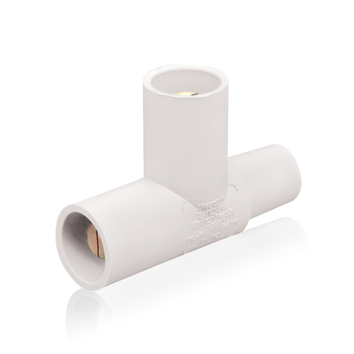 Main product image of 16 Series Taper Nose Paralleling 3-Way "T" Connector, Female-Male-Male, 400A Max (White)