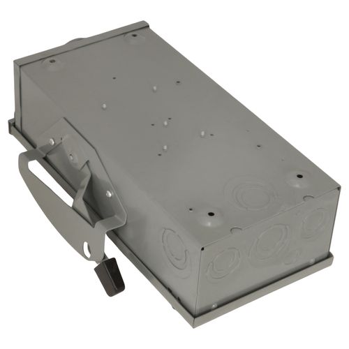 Main product image of 100A Fusible General Duty Safety Switch, 3 Pole, NEMA 3R Enclosure w/ Bolt on Hub Provision and Neutral (240VAC)