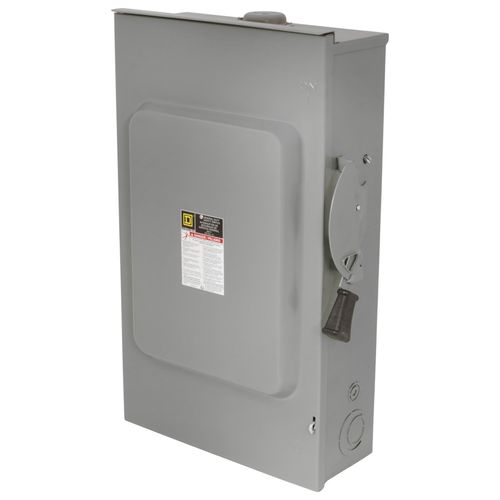 Main product image of 200A Fusible General Duty Safety Switch, 3 Pole, NEMA 3R Enclosure w/ Bolt on Hub Provision and Neutral (240VAC)
