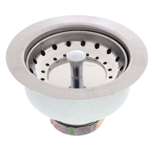 Main product image of Dayton 3-1/2" Stainless Steel Drain with Removable Basket Strainer and Rubber Stopper, D361125