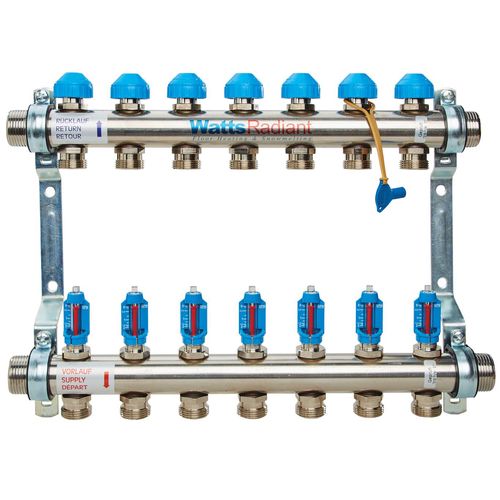 Main product image of D3803007SS, 7 Loop, 1" Stainless Steel Hi Flow Radiant Heat Manifold