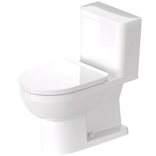 Main product image of Duravit No.1 1.28 GPF Rimless Elongated One Piece Toilet Bowl, Single Flush, ADA Compliant, Left Lever Flush and Seat (White)