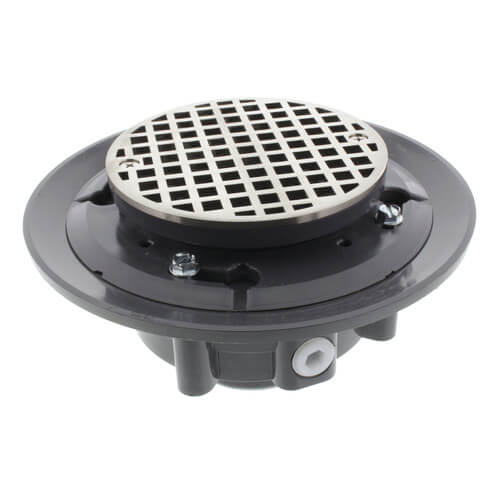 Main product image of 2" x 3" Brushed Nickel Heavy Duty Shower Drain w/ 5" Round Strainer