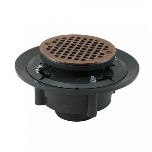 Main product image of 2" x 3" Old World Bronze Heavy Duty Shower Drain w/ 5" Round Strainer
