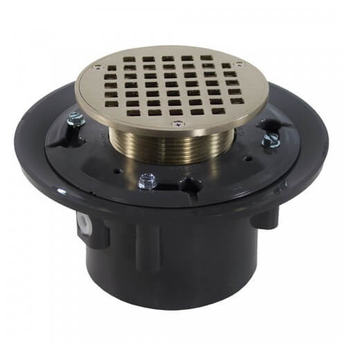 Main product image of 3" x 4" Nickel Bronze Heavy Duty Shower Drain w/ 5" Round Strainer