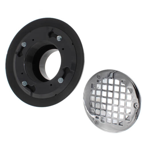 Main product image of 3" x 4" Chrome Plated Heavy Duty Shower Drain w/ 5" Round Strainer