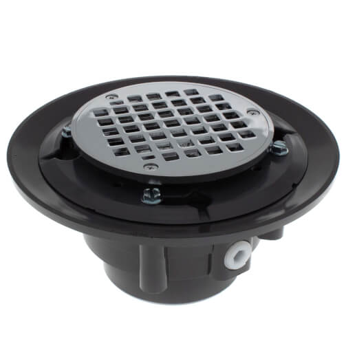 Main product image of 3" x 4" Chrome Plated Heavy Duty Shower Drain w/ 5" Round Strainer