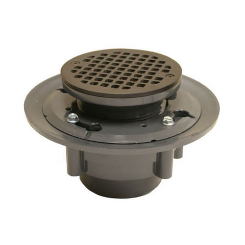 Main product image of 3" x 4" Old World Bronze Heavy Duty PVC Shower Drain w/ 5" Round Strainer