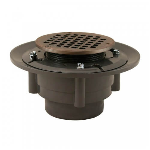 Main product image of 3" x 4" Old World Bronze Heavy Duty Shower Drain w/ 5" Round Strainer