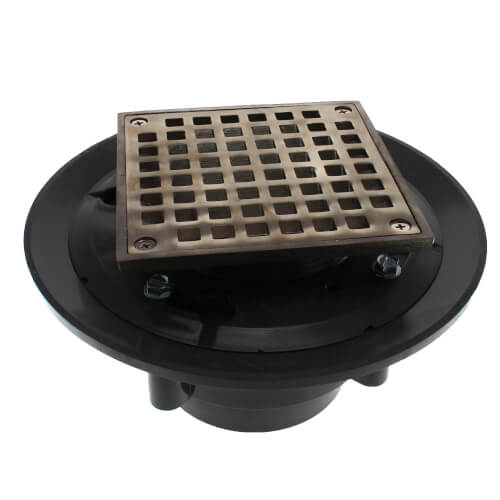 Main product image of 3" x 4" Brushed Nickel Heavy Duty PVC Shower Drain w/ 5" Square Strainer