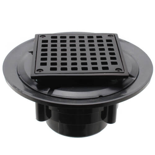 Main product image of 3" x 4" Oil Rubbed Bronze Heavy Duty PVC Shower Drain w/ 5" Square Strainer