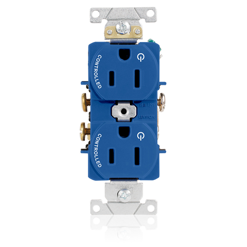 Main product image of Duplex Receptacle, Heavy-Duty Industrial, 15A 125V 2P 3W (Blue)