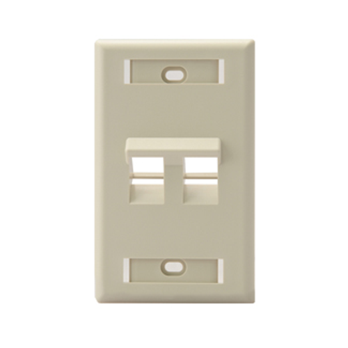 Main product image of Angled Single-Gang Quickport, Wallplate w/ ID Windows, 2-port (Ivory)
