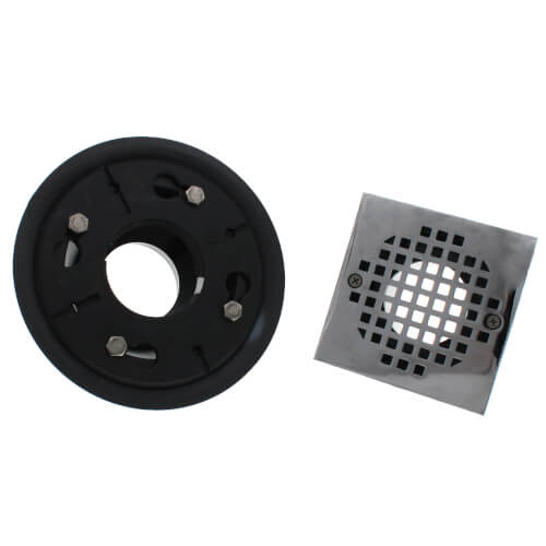 Main product image of 4" Shower Drain/Floor Drain Chrome Plated Cast, Square Strainer, PVC