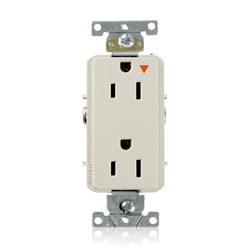 Main product image of Decora Plus Isolated Ground Duplex Receptacle, Heavy-Duty Industrial, 15A 125V (Light Almond)