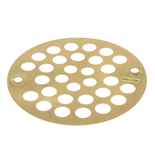 Main product image of 4" Polished Brass PVD Round Stamped Shower Drain Strainer