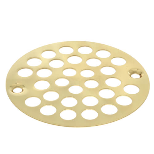 Main product image of 4" Polished Brass PVD Round Stamped Shower Drain Strainer