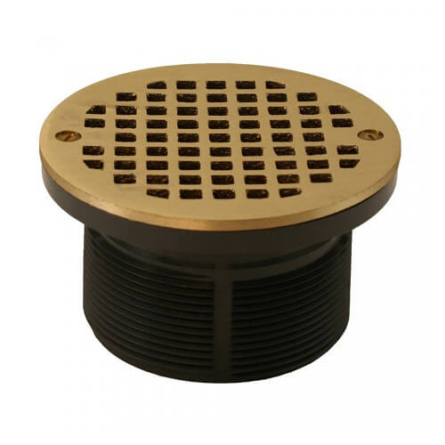 Main product image of 5" Round Polished Brass Strainer w/ 3-1/2" PVC Spud
