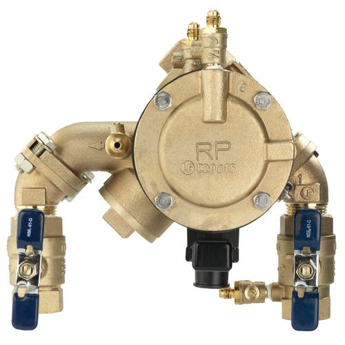 Main product image of 1" 825YA-QT-FS Quarter Turn Reduced Pressure Zone Assembly w/ Angle Union Connections and Flood Sensor