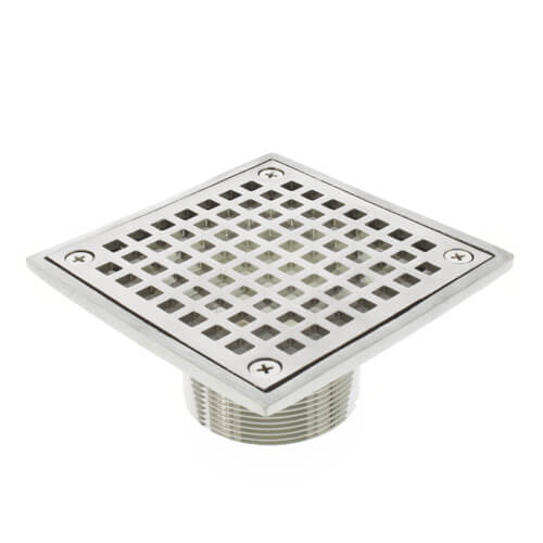 Main product image of 4" Square Brushed Nickel Strainer w/ 2" Brass Spud