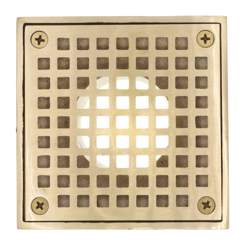 Main product image of 4" Square Polished Brass Strainer w/ 2" Brass Spud