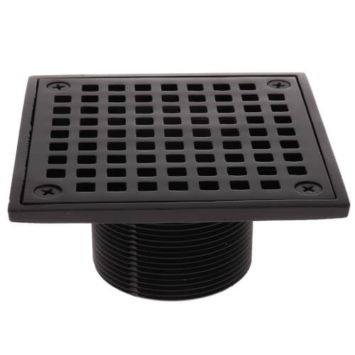 Main product image of 4" Square Oil Rubbed Bronze Strainer w/ 2" Brass Spud