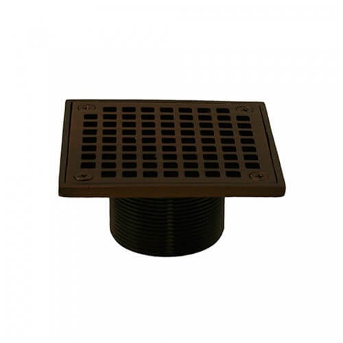 Main product image of 4" Square Old World Bronze Strainer w/ 2" Brass Spud