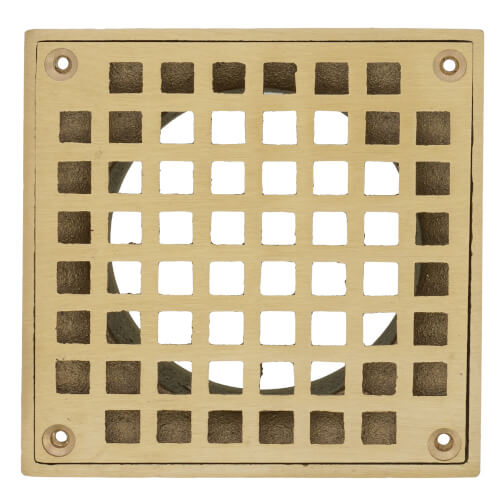 Main product image of 5" Square Polished Brass Strainer w/ 3-1/2" Metal Spud