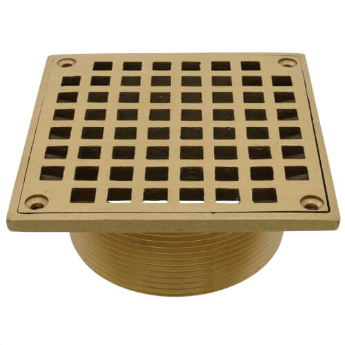 Main product image of 5" Square Polished Brass Strainer w/ 3-1/2" Metal Spud