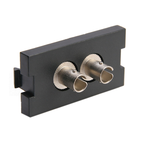 Main product image of Duplex ST Fiber Adapter MOS Module, Zirconia Ceramic Sleeve, 1 Unit High (Black)