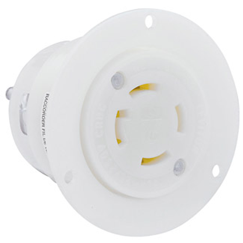 Main product image of 30A, 125/250V NEMA L14-30R, 3P, 4W, Flanged Outlet Locking Receptacle, Grounding (White)