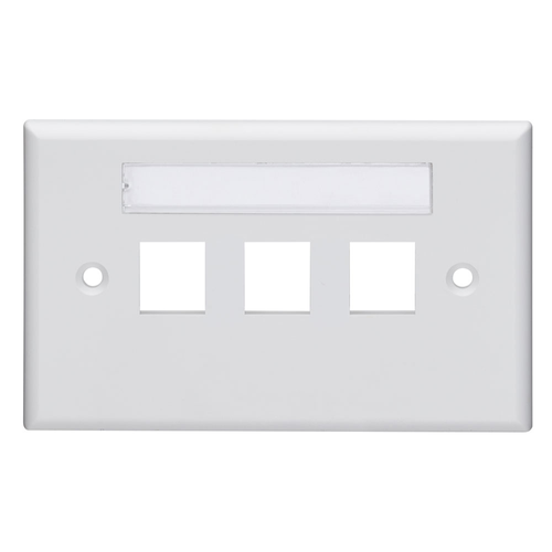 Main product image of Single-Gang Horizontal Quickport, Wallplate w/ Id Window, 3-port (White)