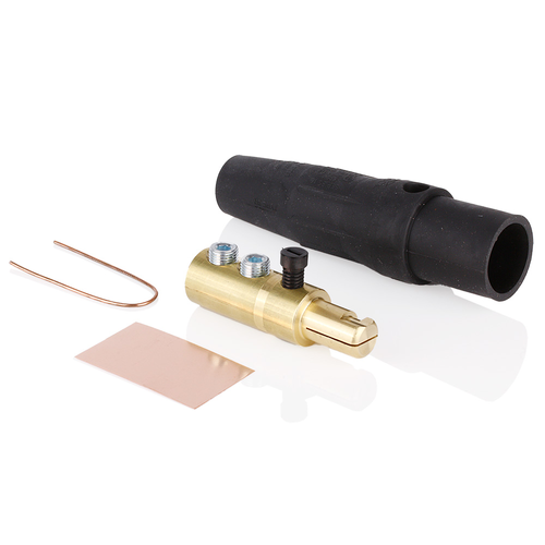 Main product image of 16 Series Taper Nose Cam-Type Male Plug, Contact & Insulator, Detachable, Pre-cut for 4/0 AWG cable, 400A Max, Type 3R When Mated (Black)