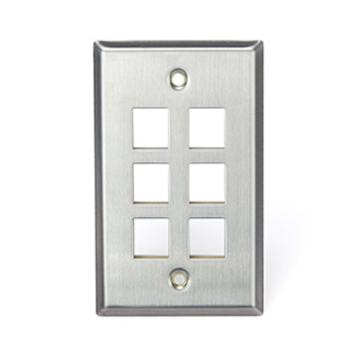 Main product image of Stainless Steel Quickport, Wallplate, Single Gang, 6-port