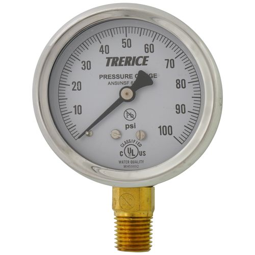 Main product image of D82LFB, 1/4" NPT, 2-1/2" Dial, Industrial Pressure Gauge with Lower Mount (0-100 PSI)