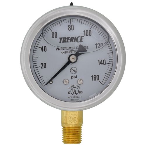 Main product image of D82LFB, 1/4" NPT, 2-1/2" Dial, Industrial Pressure Gauge with Lower Mount (0-160 PSI)