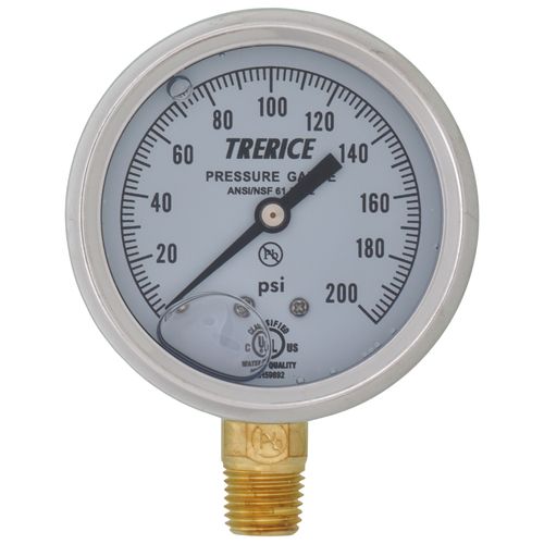 Main product image of D82LFB, 1/4" NPT, 2-1/2" Dial, Industrial Pressure Gauge with Lower Mount (0-200 PSI)