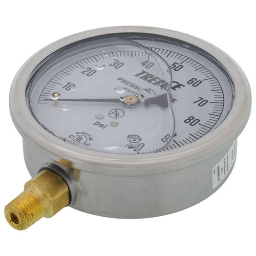 Main product image of D82LFB, 1/4" NPT, 4" Dial, Industrial Pressure Gauge with Lower Mount (0-100 PSI)
