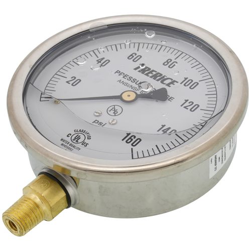 Main product image of D82LFB, 1/4" NPT, 4" Dial, Industrial Pressure Gauge with Lower Mount (0-160 PSI)