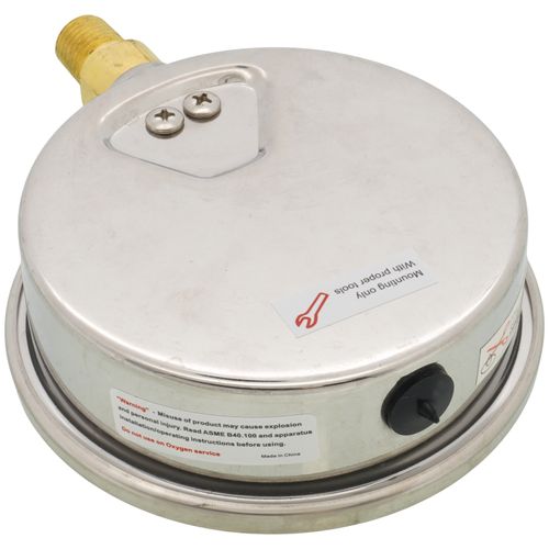 Main product image of D82LFB, 1/4" NPT, 4" Dial, Industrial Pressure Gauge with Lower Mount (0-160 PSI)