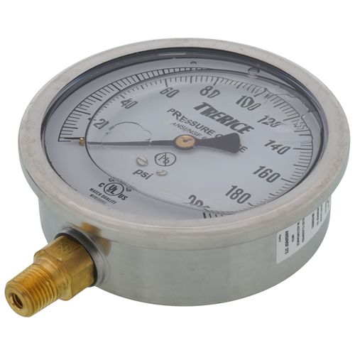 Main product image of D82LFB, 1/4" NPT, 4" Dial, Industrial Pressure Gauge with Lower Mount (0-200 PSI)