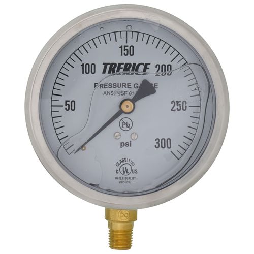 Main product image of D82LFB, 1/4" NPT, 4" Dial, Industrial Pressure Gauge with Lower Mount (0-300 PSI)