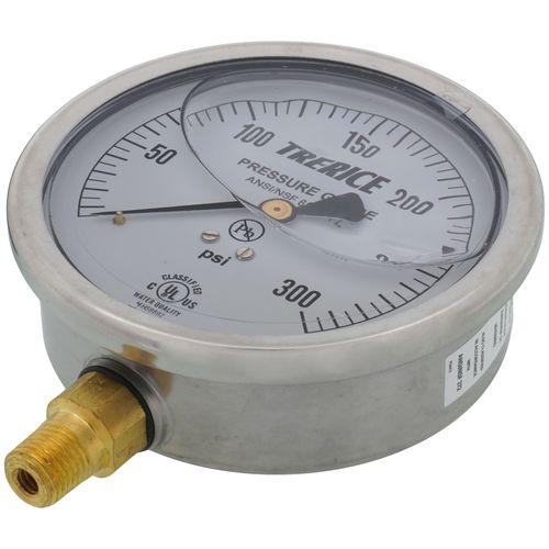 Main product image of D82LFB, 1/4" NPT, 4" Dial, Industrial Pressure Gauge with Lower Mount (0-300 PSI)